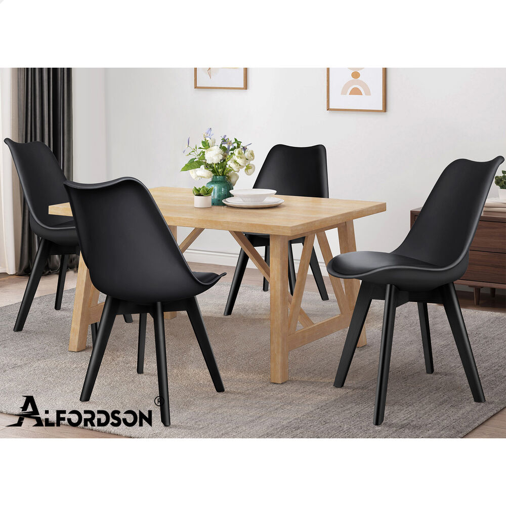 ALFORDSON 4x Dining Chairs Padding Retro PU Leather Kitchen Lounge Cafe Wooden - Picture 12 of 82