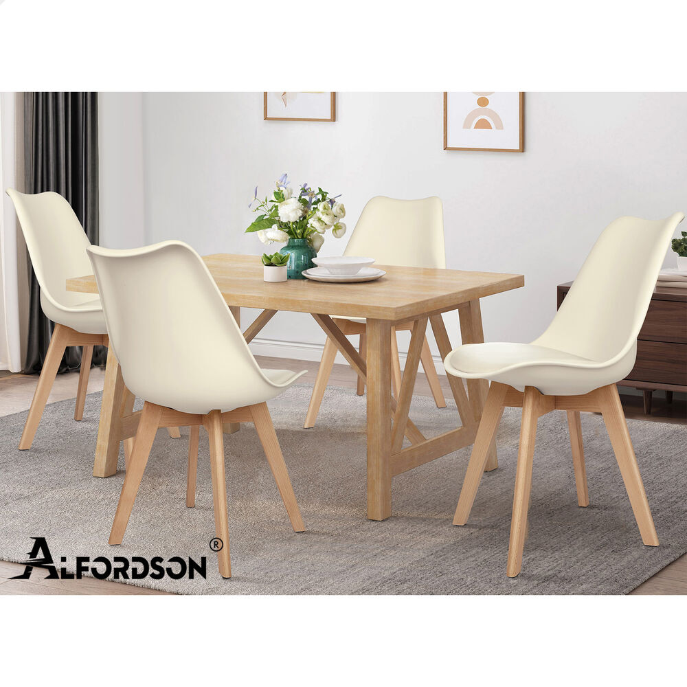 ALFORDSON 4x Dining Chairs Padding Retro PU Leather Kitchen Lounge Cafe Wooden - Picture 23 of 82