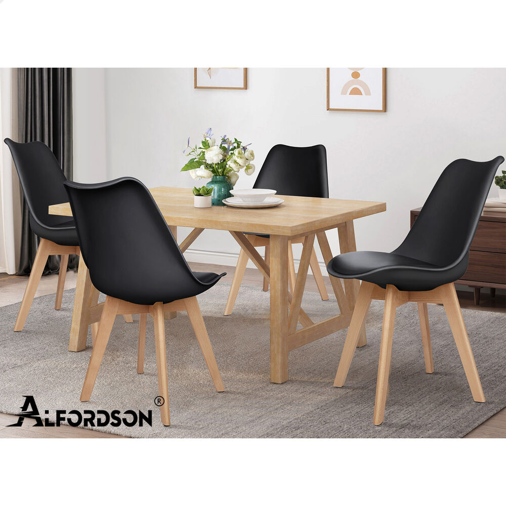 ALFORDSON 4x Dining Chairs Padding Retro PU Leather Kitchen Lounge Cafe Wooden - Picture 34 of 82