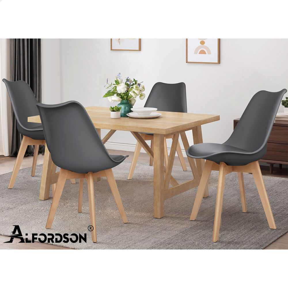 ALFORDSON 4x Dining Chairs Padding Retro PU Leather Kitchen Lounge Cafe Wooden - Picture 46 of 82