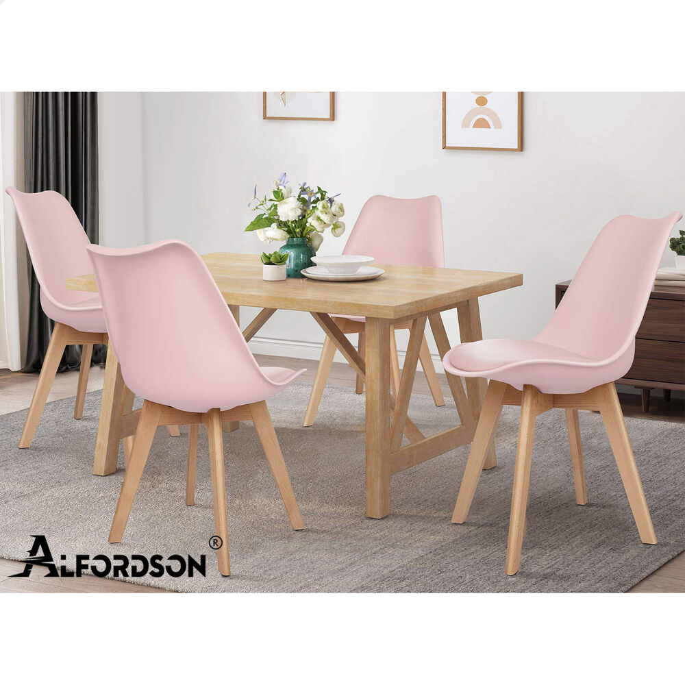 ALFORDSON 4x Dining Chairs Padding Retro PU Leather Kitchen Lounge Cafe Wooden - Picture 58 of 82