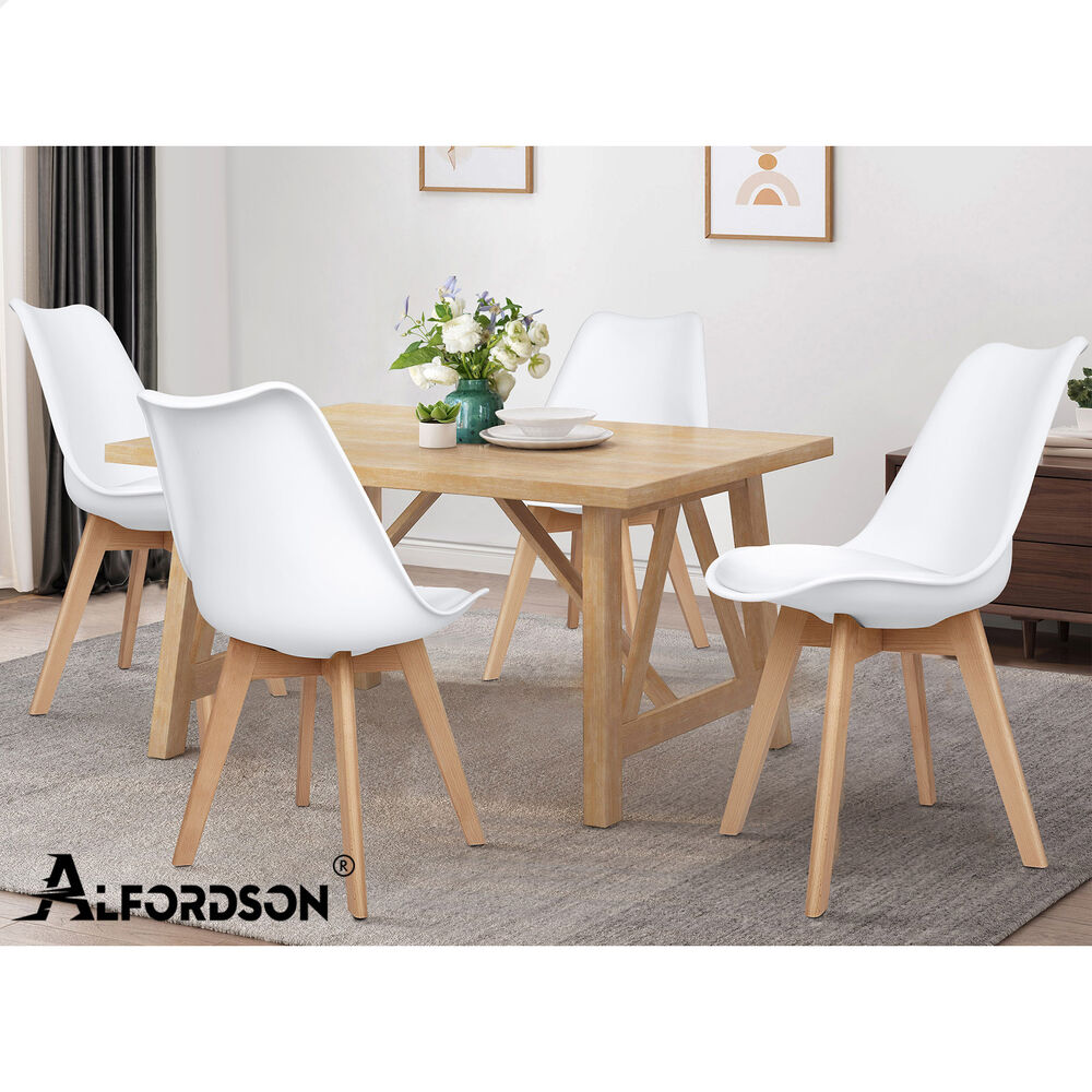 ALFORDSON 4x Dining Chairs Padding Retro PU Leather Kitchen Lounge Cafe Wooden - Picture 69 of 82