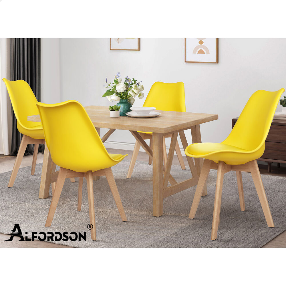 ALFORDSON 4x Dining Chairs Padding Retro PU Leather Kitchen Lounge Cafe Wooden - Picture 80 of 82
