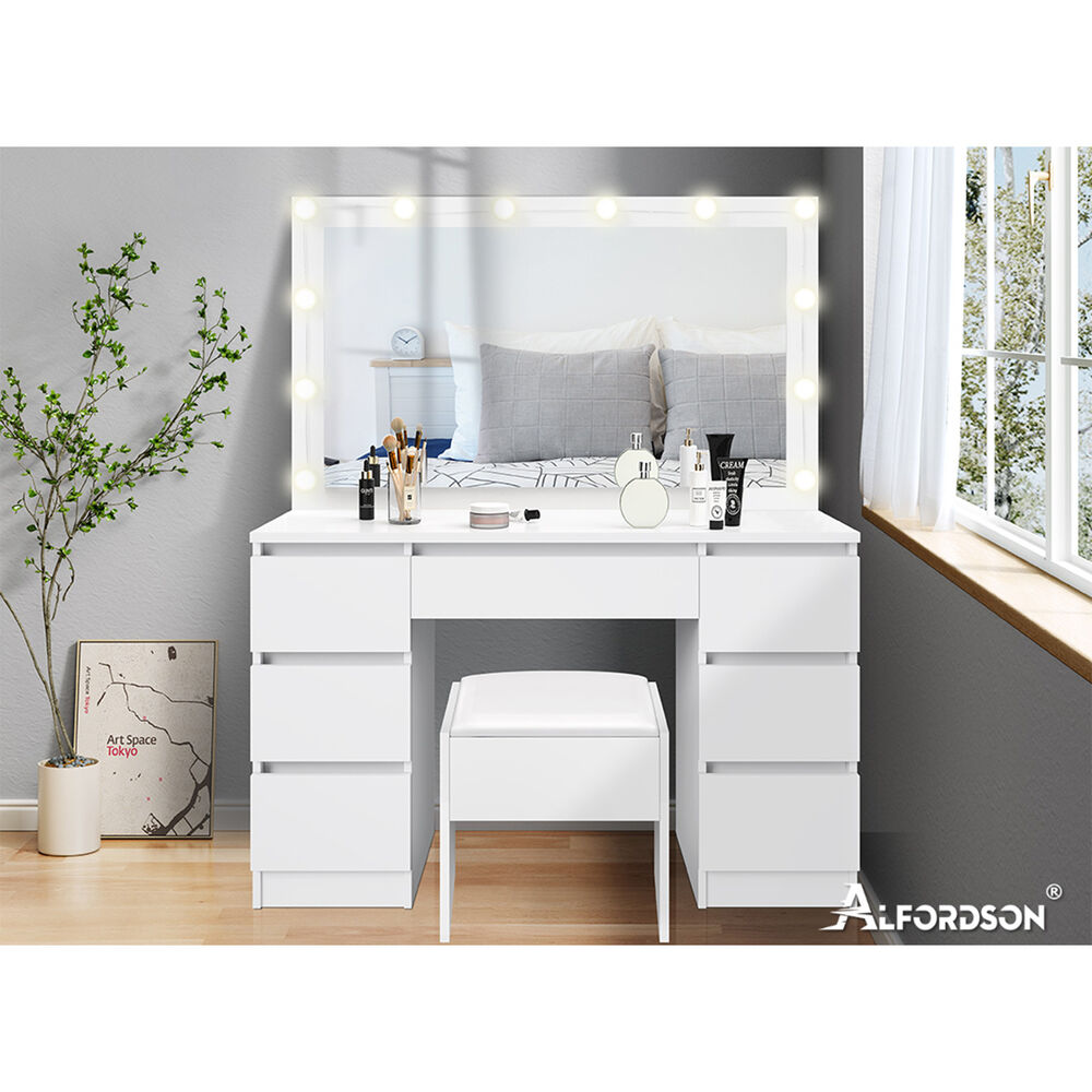 ALFORDSON Dressing Table Stool Set Makeup Mirror Storage Vanity Desk LED Bulbs - Picture 18 of 520