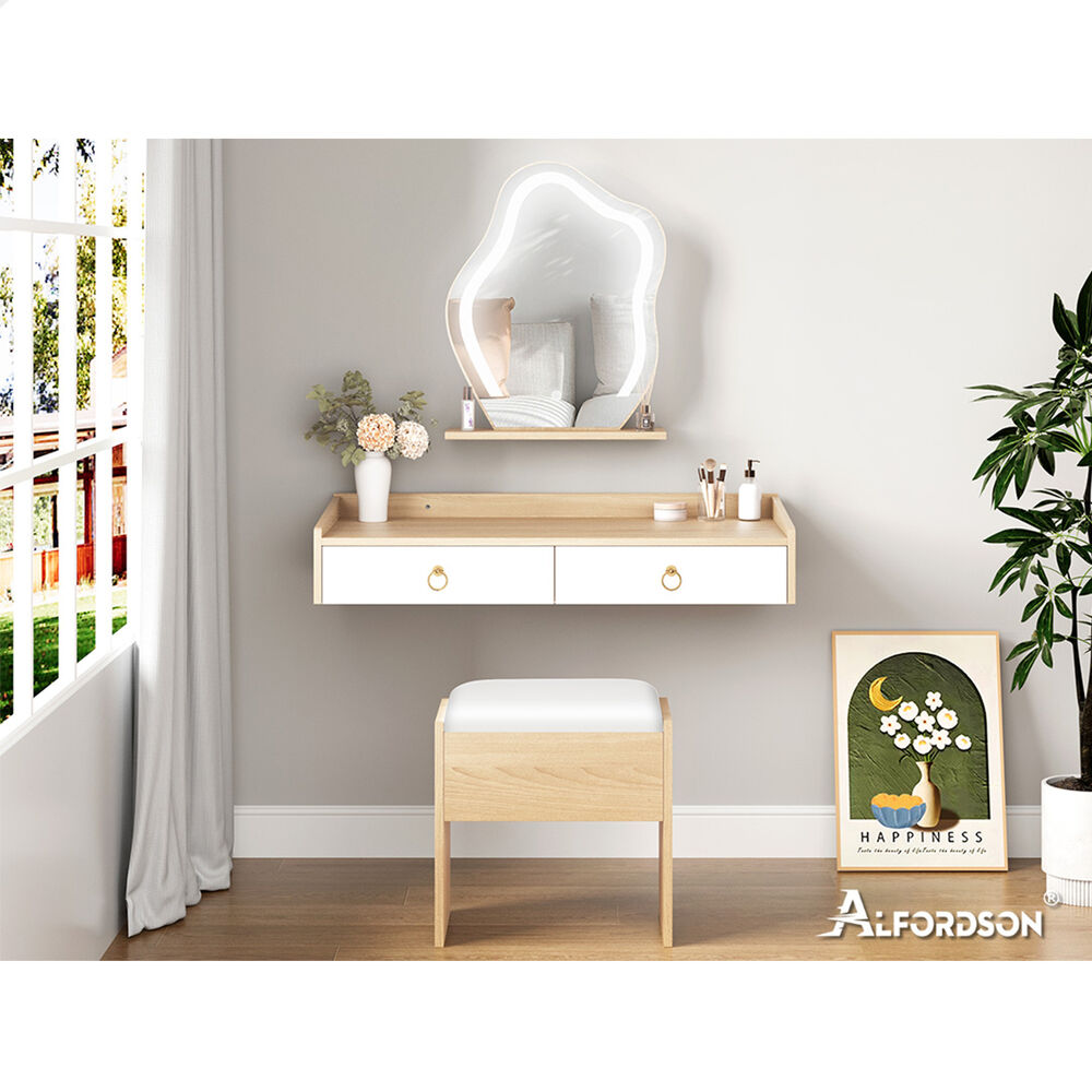 ALFORDSON Dressing Table Stool Set Makeup Mirror Storage Desk LED 10/12 Bulbs - Picture 535 of 671