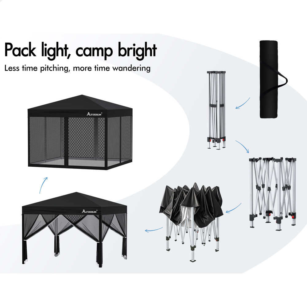 ALFORDSON Gazebo 3x3m Pop Up PE Mesh Marquee Outdoor Folding Tent Wedding Canopy - Picture 134 of 160