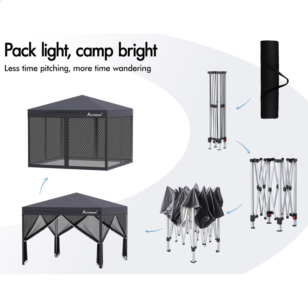 ALFORDSON Gazebo 3x3m Pop Up PE Mesh Marquee Outdoor Folding Tent Wedding Canopy - Picture 146 of 160