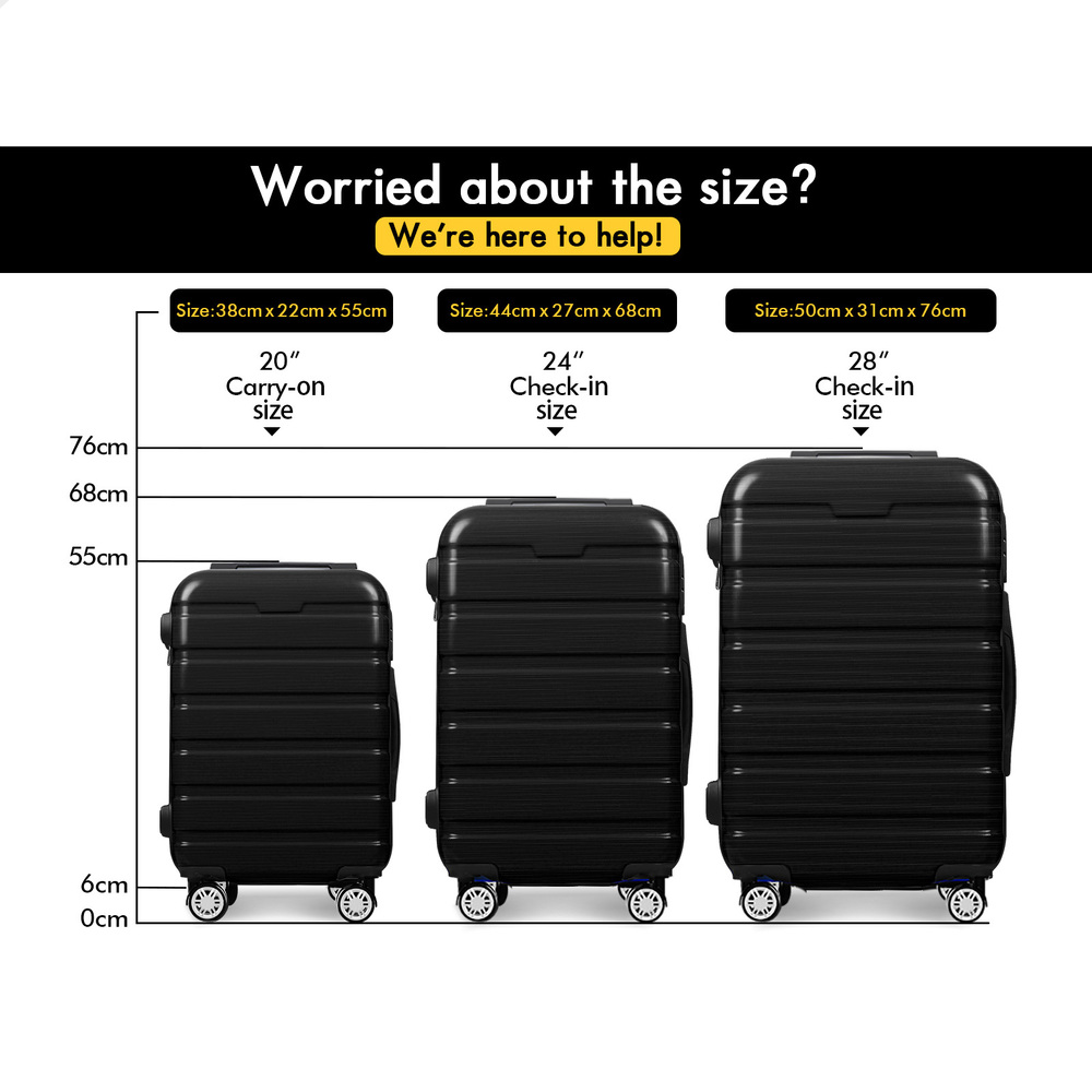 ALFORDSON Luggage 3PCS Set Suitcase Travel Trolley TSA Carry on Hard Case - Picture 13 of 27