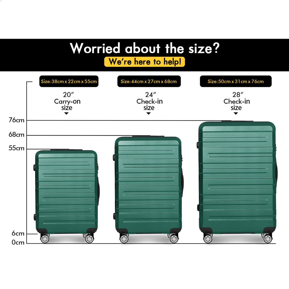 ALFORDSON Luggage 3PCS Set Suitcase Travel Trolley TSA Carry on Hard Case - Picture 156 of 254