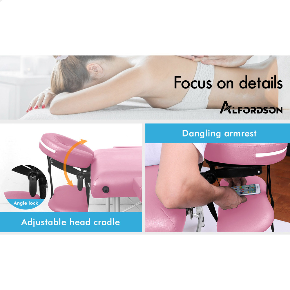 ALFORDSON Massage Table 3 Fold 65/75/85cm Foldable Portable Bed Aluminium Desk - Picture 70 of 168