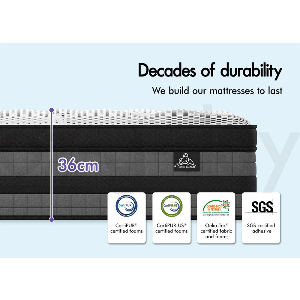 STARRY EUCALYPT Mattress Pocket Spring Latex Cool Gel Foam Queen King Single - Picture 66 of 332