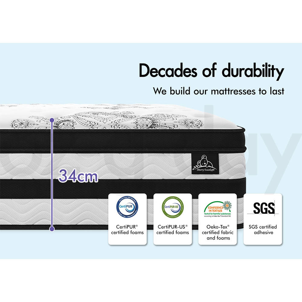 STARRY EUCALYPT Mattress Pocket Spring Latex Cool Gel Foam Queen King Single - Picture 35 of 332