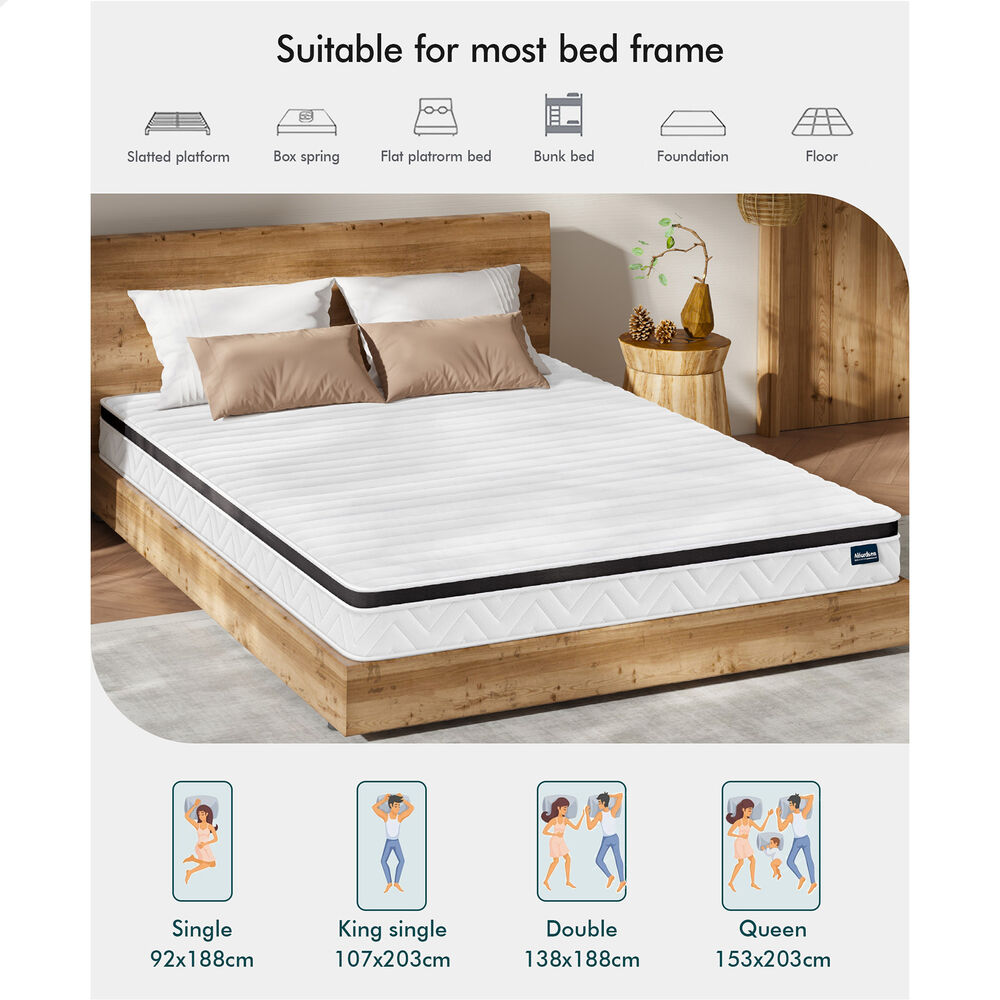 ALFORDSON Mattress Queen Double King Single Bed Euro Top Memory Foam Bedding - Picture 71 of 193