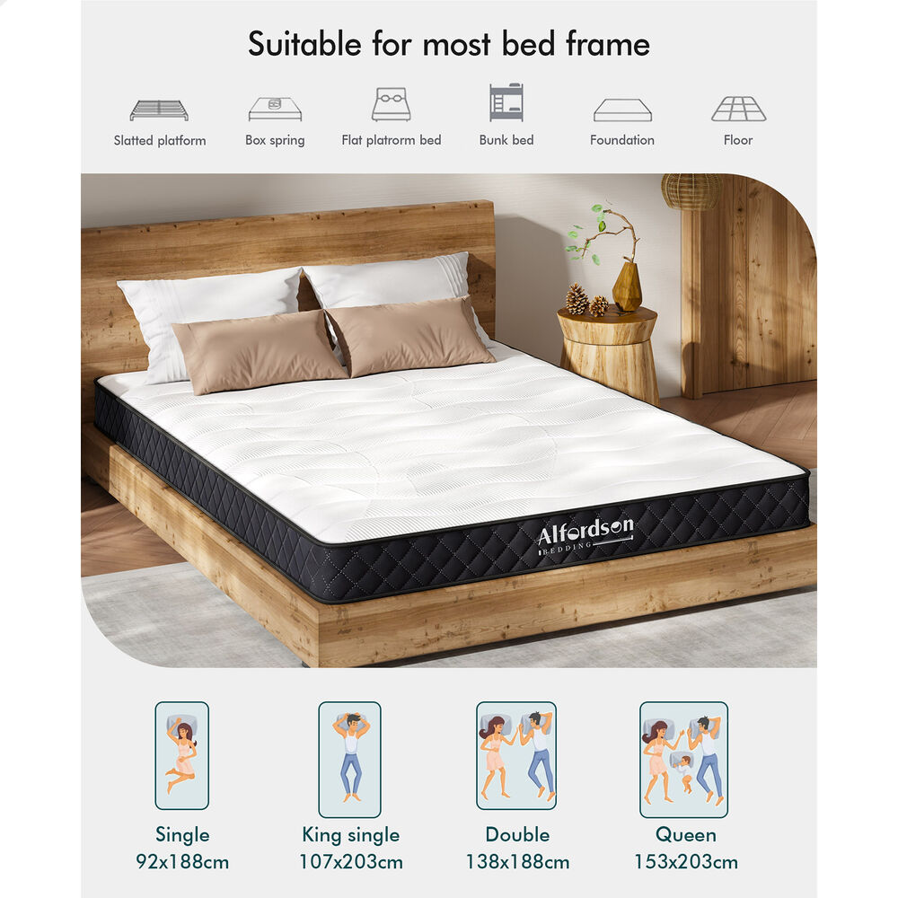 ALFORDSON Mattress Queen Double King Single Bed Euro Top Memory Foam Bedding - Picture 137 of 193