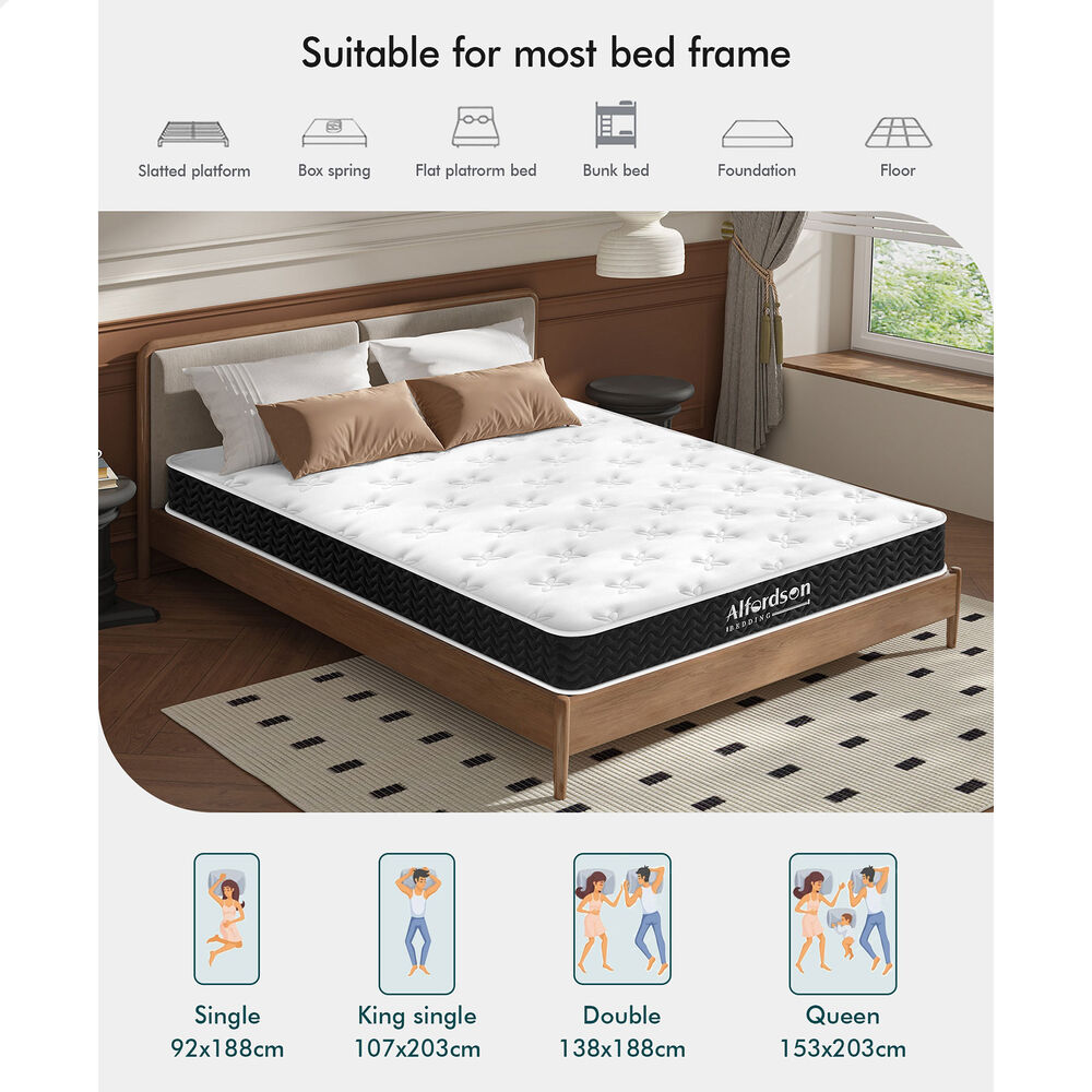 ALFORDSON Mattress Queen Double King Single Bed Euro Top Memory Foam Bedding - Picture 181 of 193