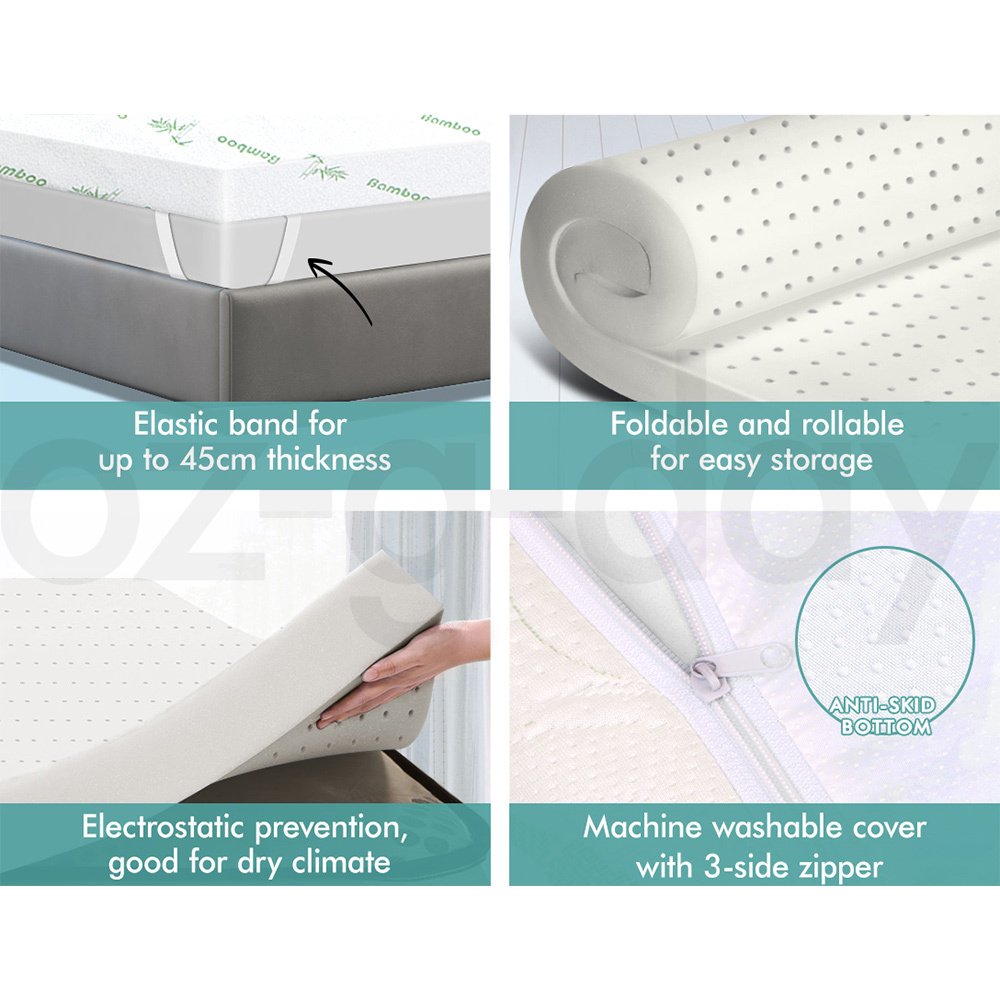 STARRY EUCALYPT Memory Foam Mattress Topper 5/8/10/12cm Bamboo 7-Zone Cool Gel - Picture 478 of 912