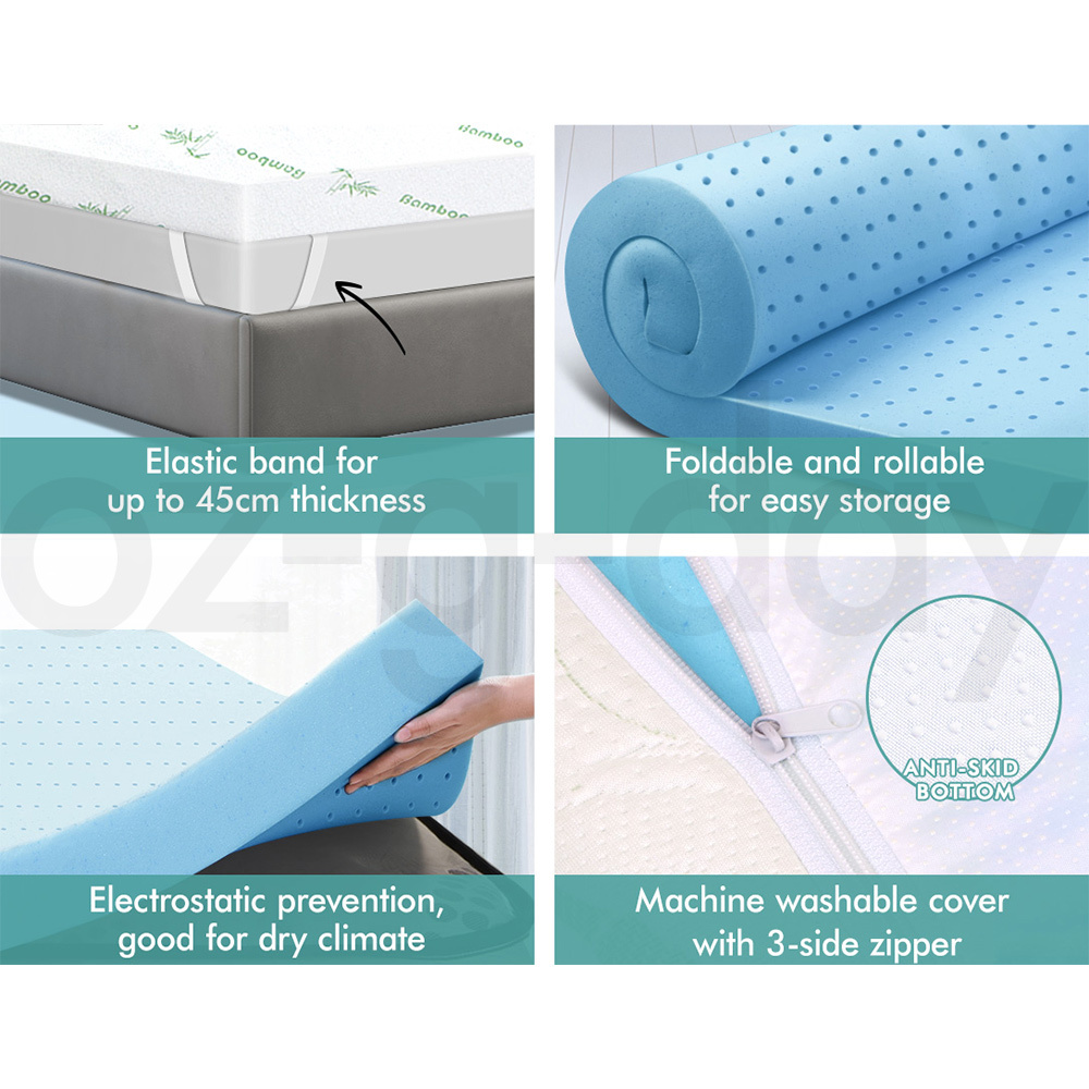 STARRY EUCALYPT Memory Foam Mattress Topper 5/8/10/12cm Bamboo 7-Zone Cool Gel - Picture 238 of 912