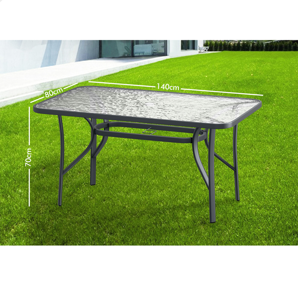 ALFORDSON Outdoor Furniture Patio Dining Table Garden Glass Black Grey Coffee - Picture 22 of 84