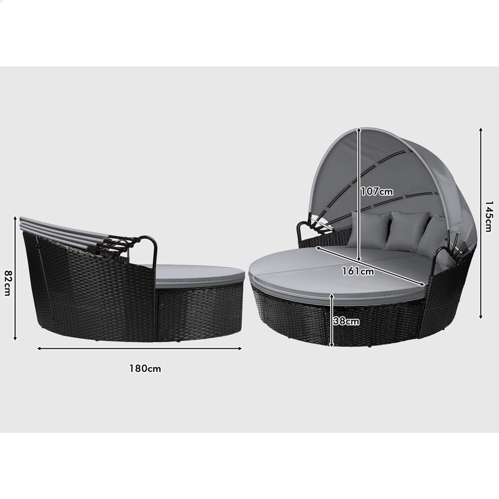 ALFORDSON Outdoor Sun Lounge Day Bed Patio Chairs Garden Furniture Wicker Sofa - Picture 23 of 37