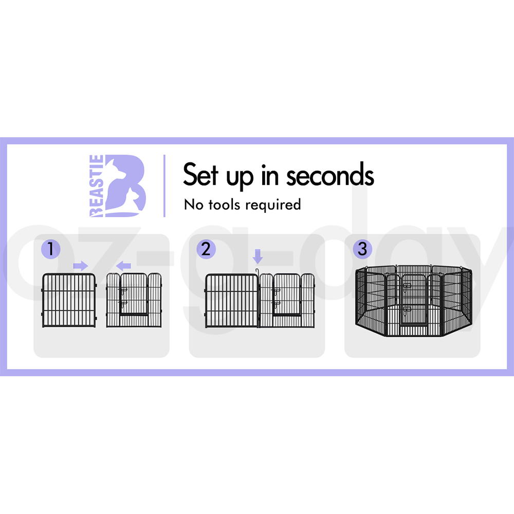 BEASTIE Dog Cage Pet Crate Kennel Cat Collapsible Metal Playpen 24"~ 48" Large - Picture 123 of 124