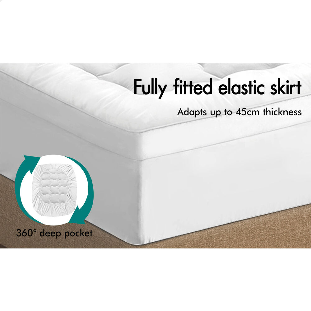 STARRY EUCALYPT Mattress Topper Bamboo White Pillowtop Protector All Sizes 7cm - Picture 22 of 72