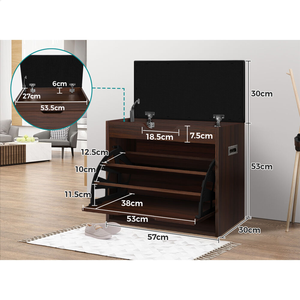 ALFORDSON Shoe Cabinet Bench Storage Rack Organiser Shelf 12/18 Pairs White - Picture 31 of 77