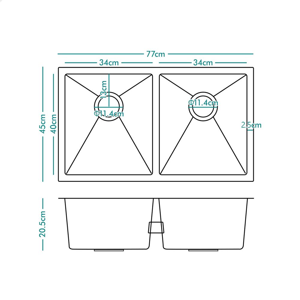 ALFORDSON Kitchen Sink Basin Stainless Steel Top Flush Under Mount Double Bowl - Picture 13 of 69