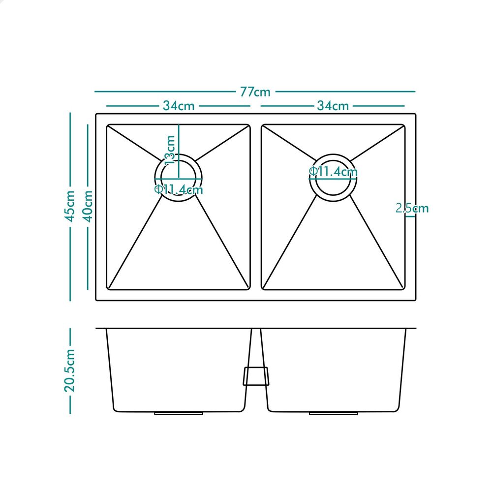 ALFORDSON Kitchen Sink Basin Stainless Steel Top Flush Under Mount Double Bowl - Picture 24 of 69