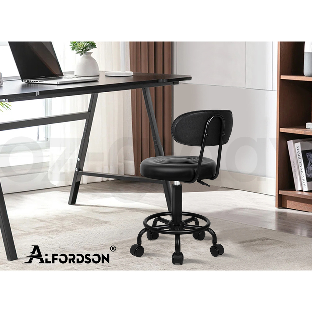 ALFORDSON Salon Stool Backrest Swivel Barber Hair Dress Leather Chair Declan - Picture 32 of 32