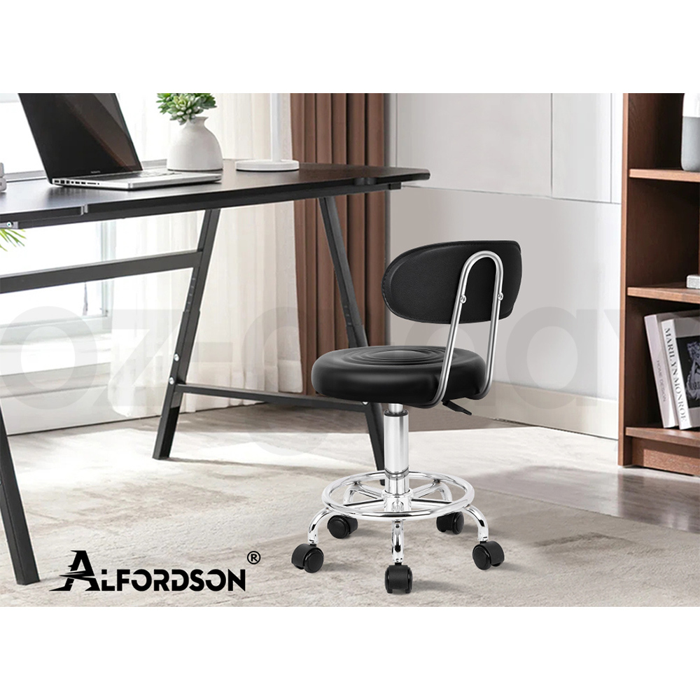 ALFORDSON Salon Stool Backrest Swivel Barber Hair Dress Leather Chair Declan - Picture 12 of 32