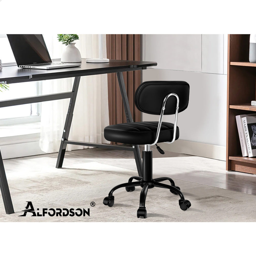 ALFORDSON Salon Stool Backrest Swivel Barber Hair Dress Leather Chair Lina - Picture 31 of 51