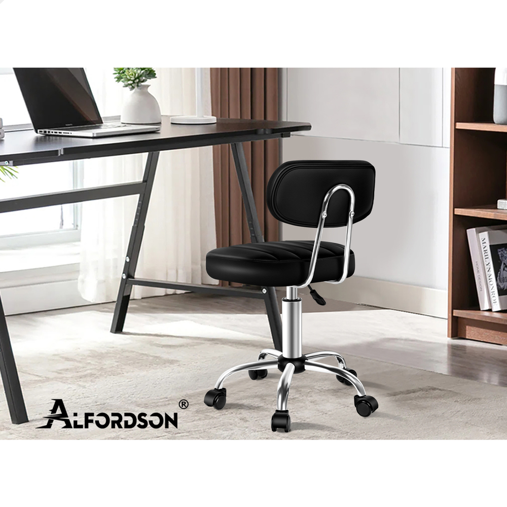 ALFORDSON Salon Stool Backrest Swivel Barber Hair Dress Leather Chair Lina - Picture 41 of 51