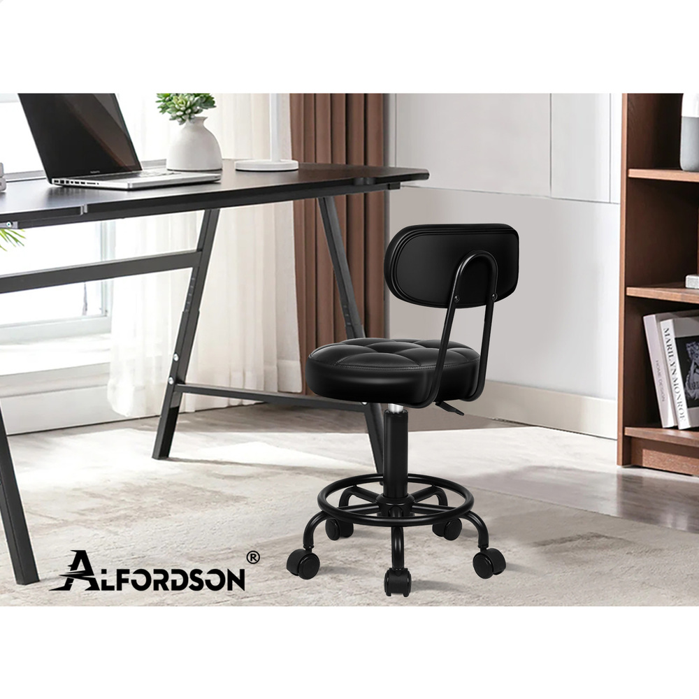 ALFORDSON Salon Stool Backrest Swivel Barber Hair Dress Leather Chair Riley - Picture 31 of 51