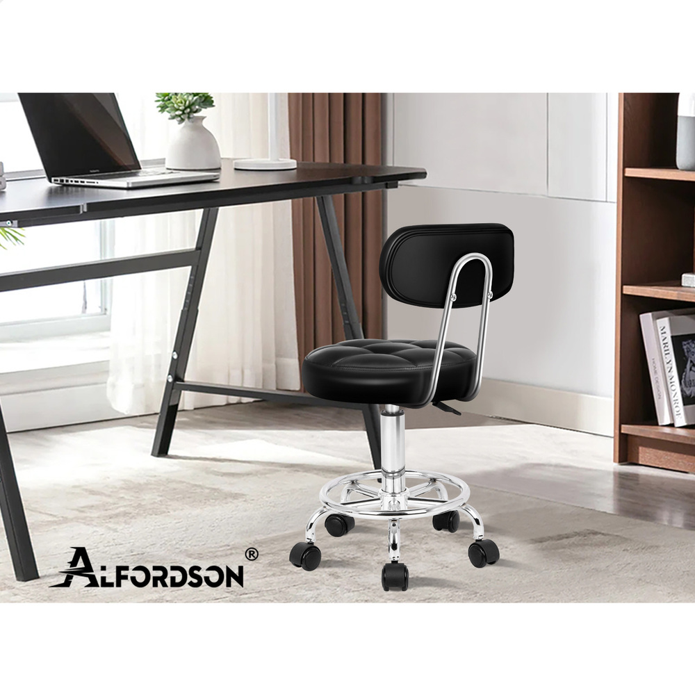 ALFORDSON Salon Stool Backrest Swivel Barber Hair Dress Leather Chair Riley - Picture 41 of 51