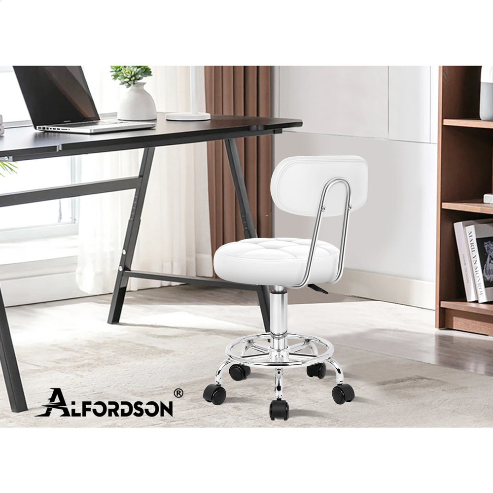 ALFORDSON Salon Stool Backrest Swivel Barber Hair Dress Leather Chair Riley - Picture 51 of 51