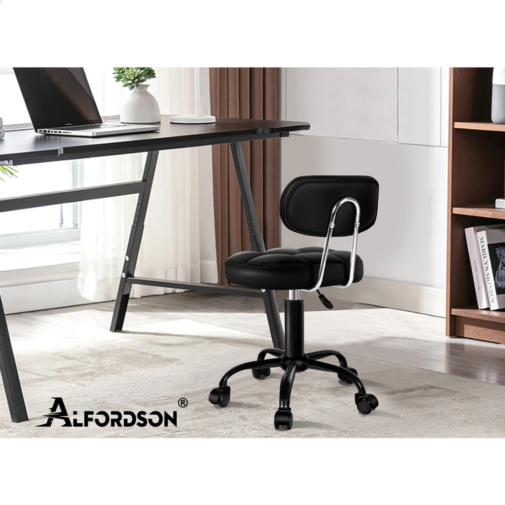 ALFORDSON Salon Stool Backrest Swivel Barber Hair Dress Leather Chair Tufan - Picture 31 of 51