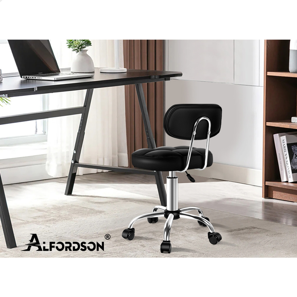 ALFORDSON Salon Stool Backrest Swivel Barber Hair Dress Leather Chair Tufan - Picture 41 of 51