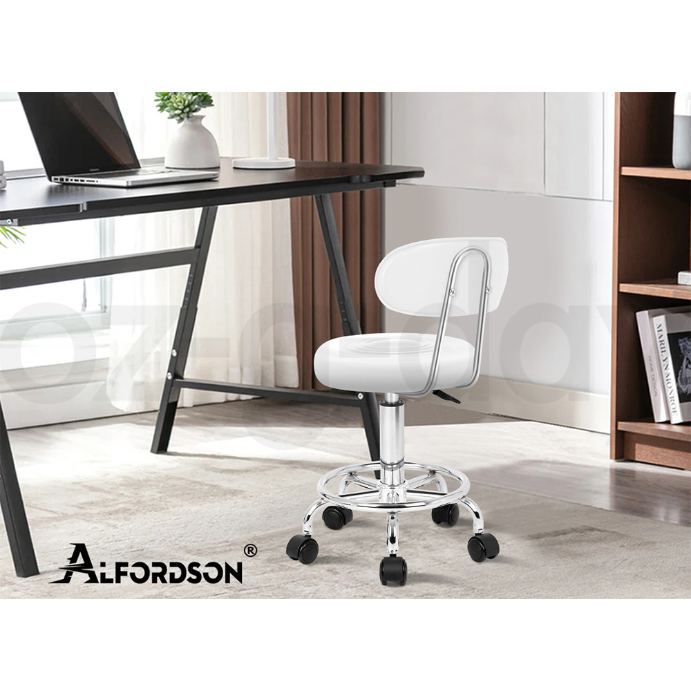 ALFORDSON Salon Stool Backrest Swivel Barber Hair Dress Leather Chair Declan - Picture 22 of 32