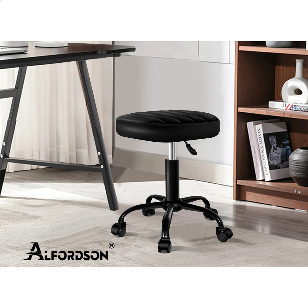 ALFORDSON Salon Stool Backrest Swivel Barber Hair Dress Leather Chair Lina - Picture 11 of 51