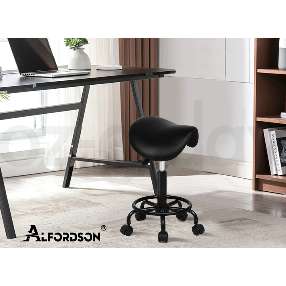 ALFORDSON Salon Stool Saddle Swivel Barber Hair Dress Leather Chair Sierra - Picture 30 of 30