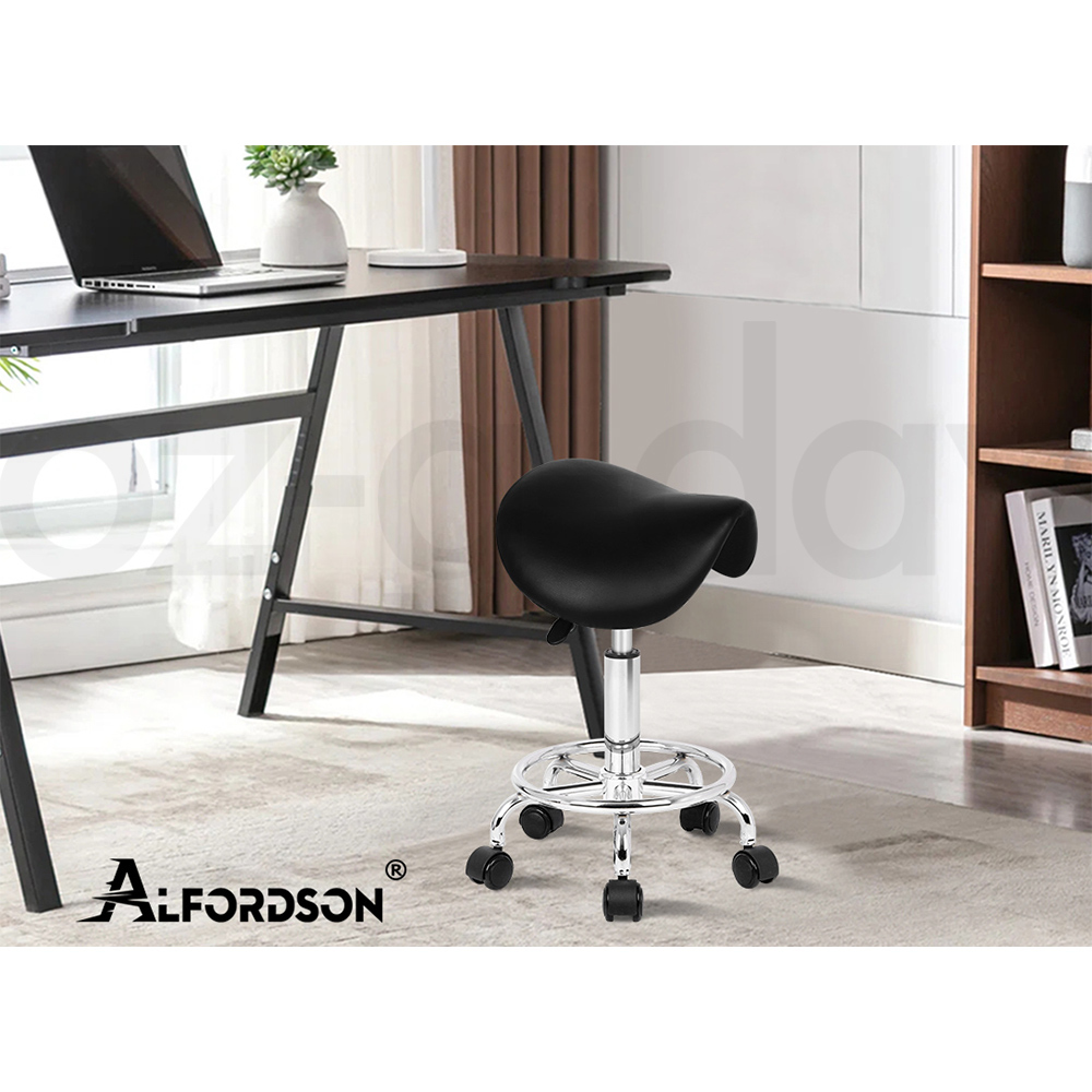 ALFORDSON Salon Stool Saddle Swivel Barber Hair Dress Leather Chair Sierra - Picture 11 of 30