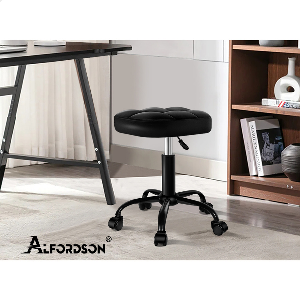 ALFORDSON Salon Stool Backrest Swivel Barber Hair Dress Leather Chair Tufan - Picture 11 of 51