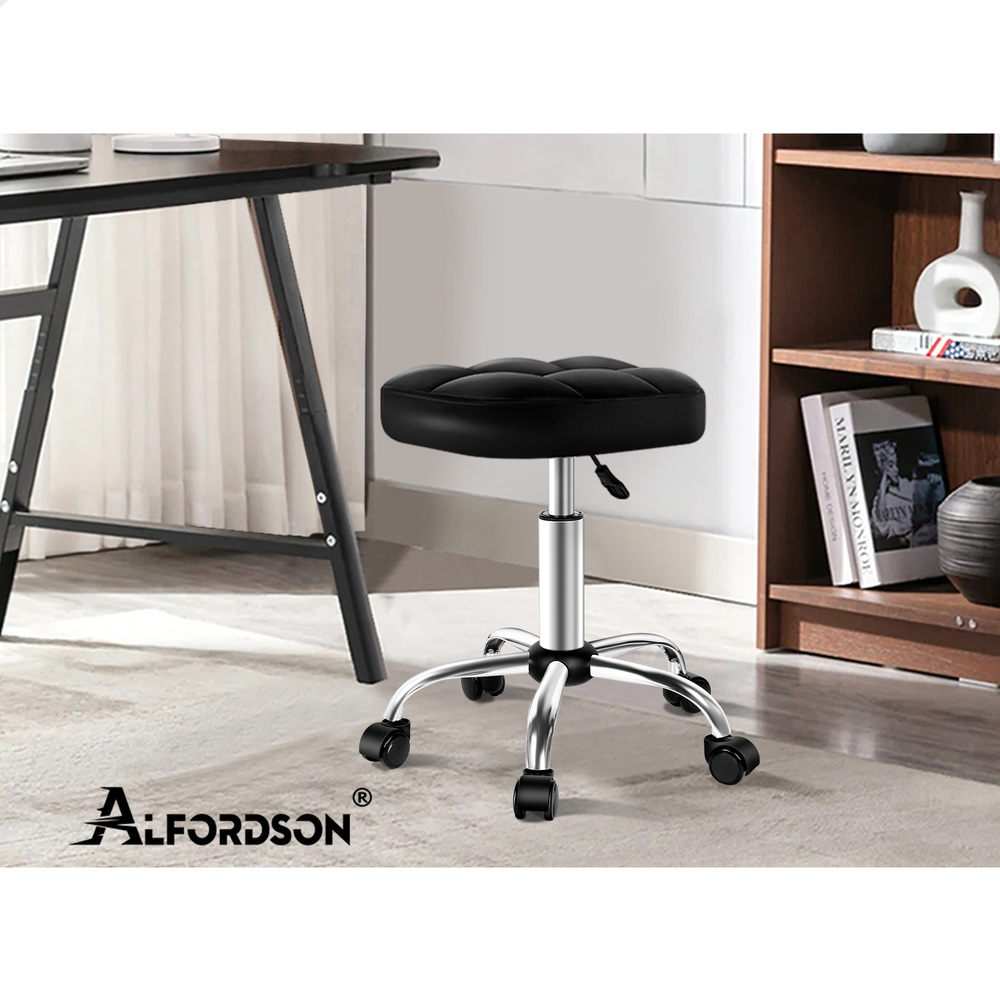 ALFORDSON Salon Stool Backrest Swivel Barber Hair Dress Leather Chair Tufan - Picture 21 of 51
