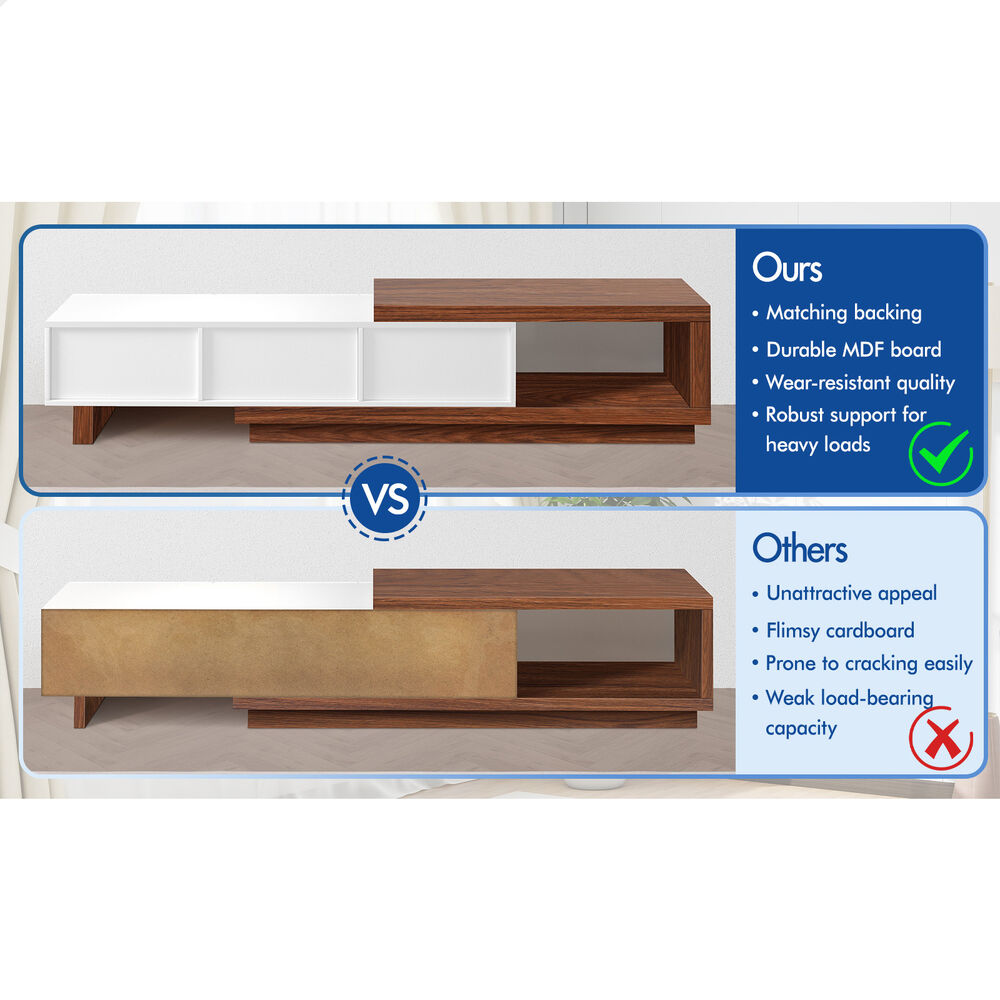 ALFORDSON Extendable Entertainment Unit TV Cabinet 190-280cm Stand Storage Shelf - Picture 46 of 60