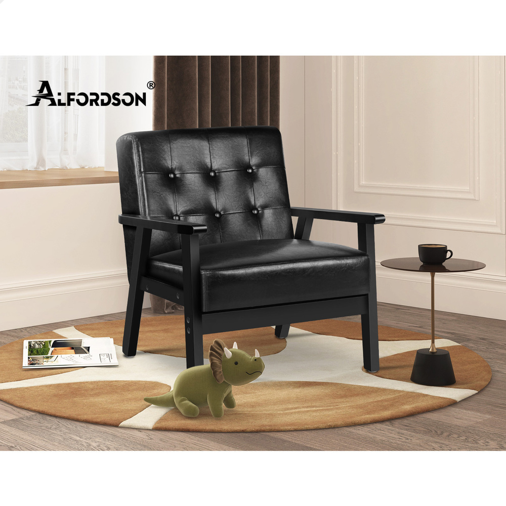ALFORDSON Armchair Lounge Chair Tufted Accent Arm Chair PU Leather Sofa Couch - Picture 22 of 48