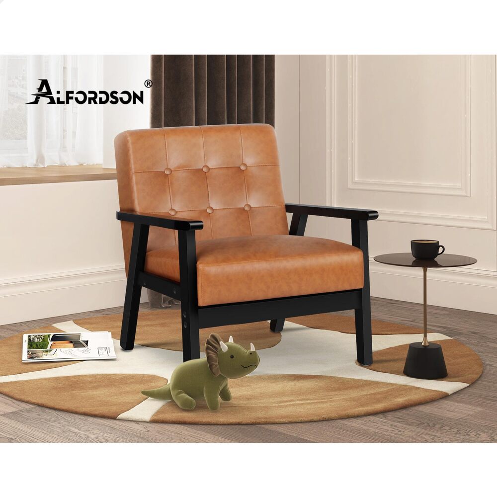 ALFORDSON Armchair Lounge Chair Tufted Accent Arm Chair PU Leather Sofa Couch - Picture 46 of 48