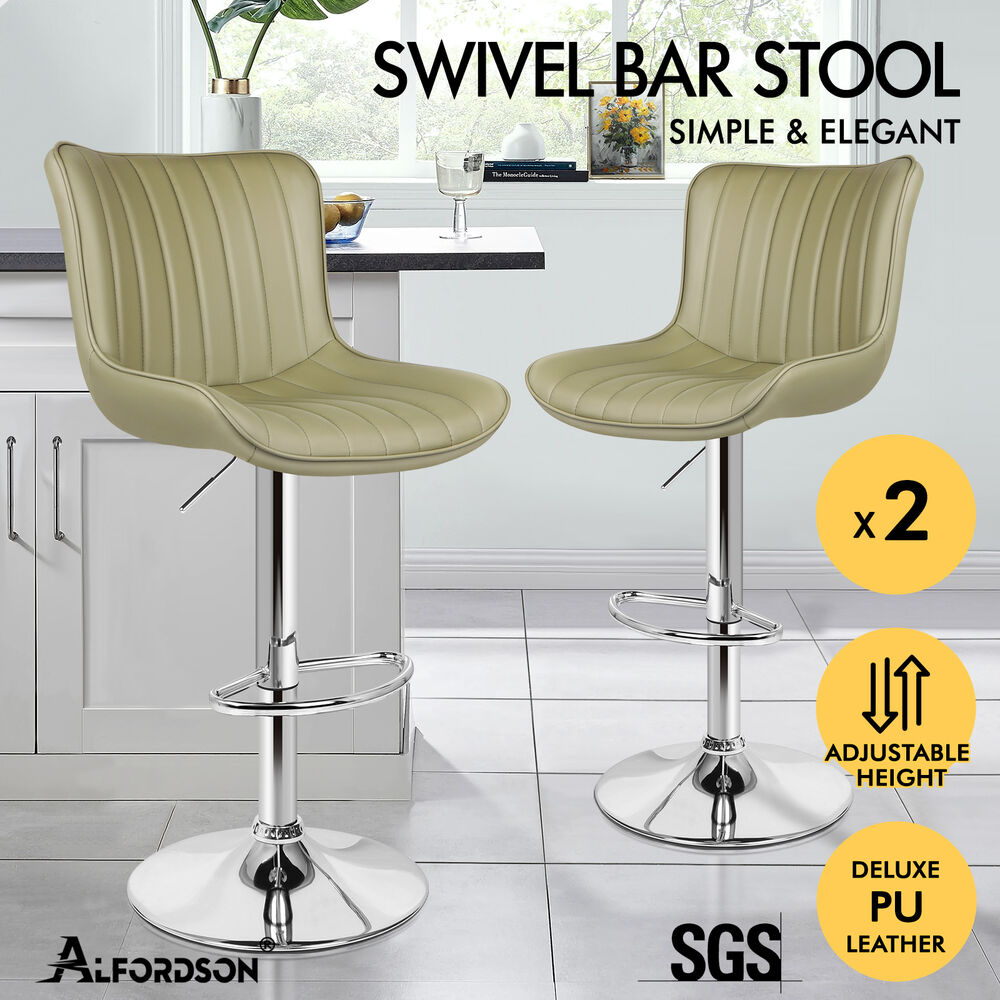 ALFORDSON Bar Stools Kitchen Swivel Dining Chairs Gas Lift Leather/Fabric - Picture 345 of 1,456