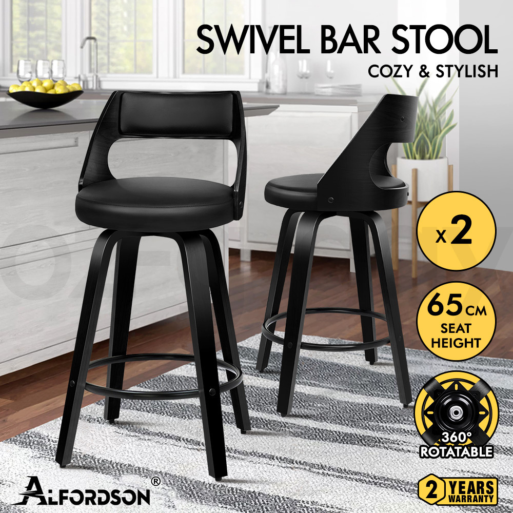 ALFORDSON Kitchen Bar Stools Wooden Swivel Leather Metal Dining Chair x2/x4 - Picture 129 of 1,020