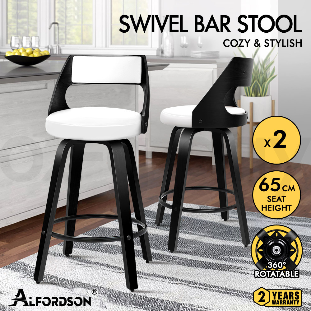 ALFORDSON Wooden Bar Stools Eden Kitchen Counter Swivel Dining Chair x2/x4 - Picture 62 of 115