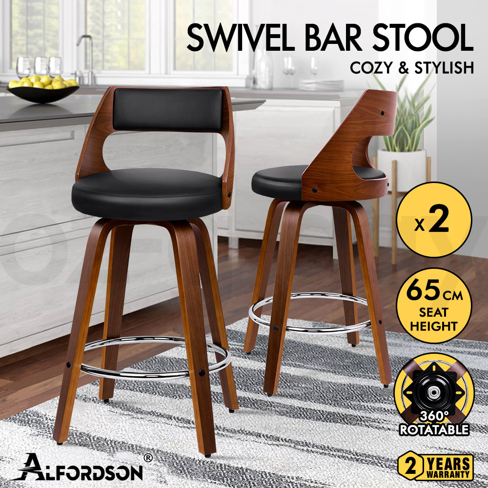 ALFORDSON Kitchen Bar Stools Wooden Swivel Leather Metal Dining Chair x2/x4 - Picture 161 of 1,020
